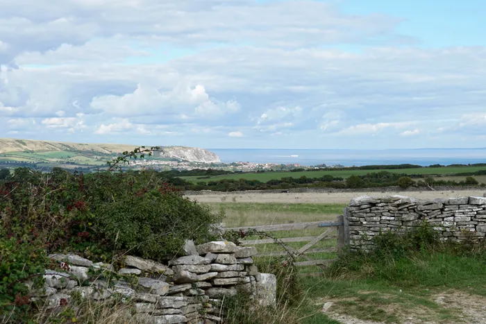 A gate and wall on the UK's Jurassic Coast