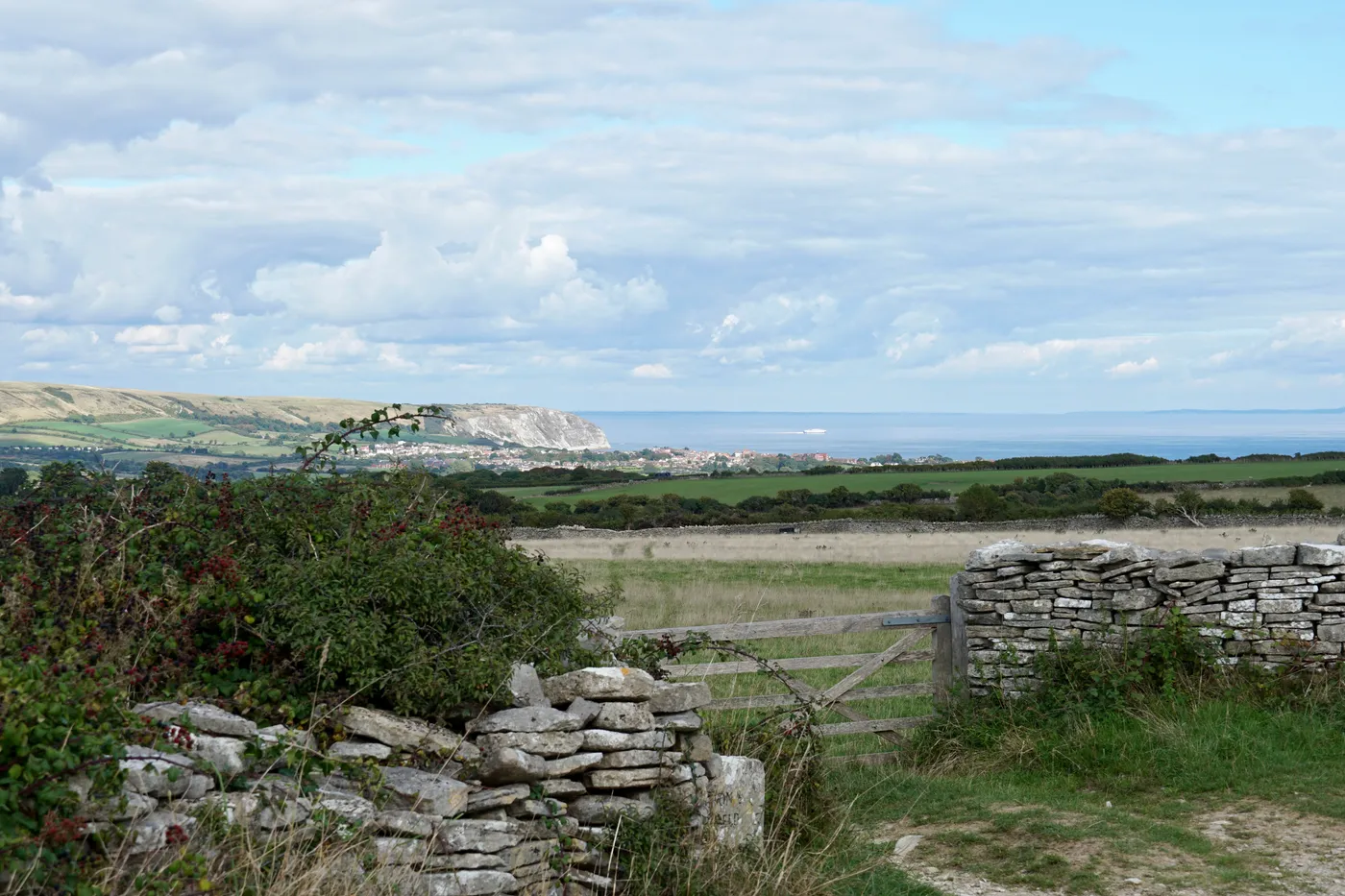 A gate and wall on the UK's Jurassic Coast