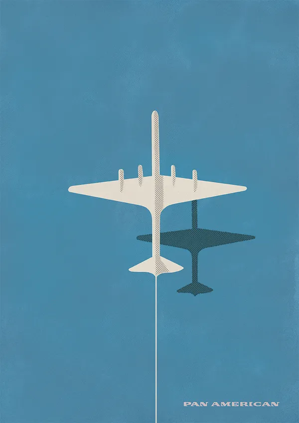 Illustrated recreation of a classic Pan American airline poster