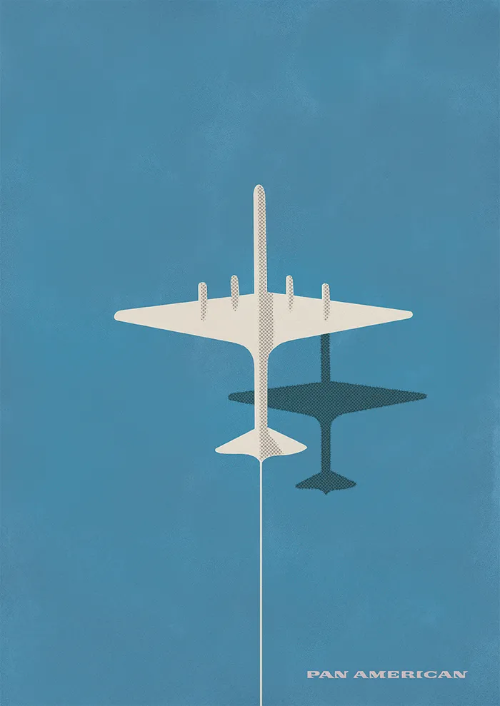 Illustrated recreation of a classic Pan American airline poster