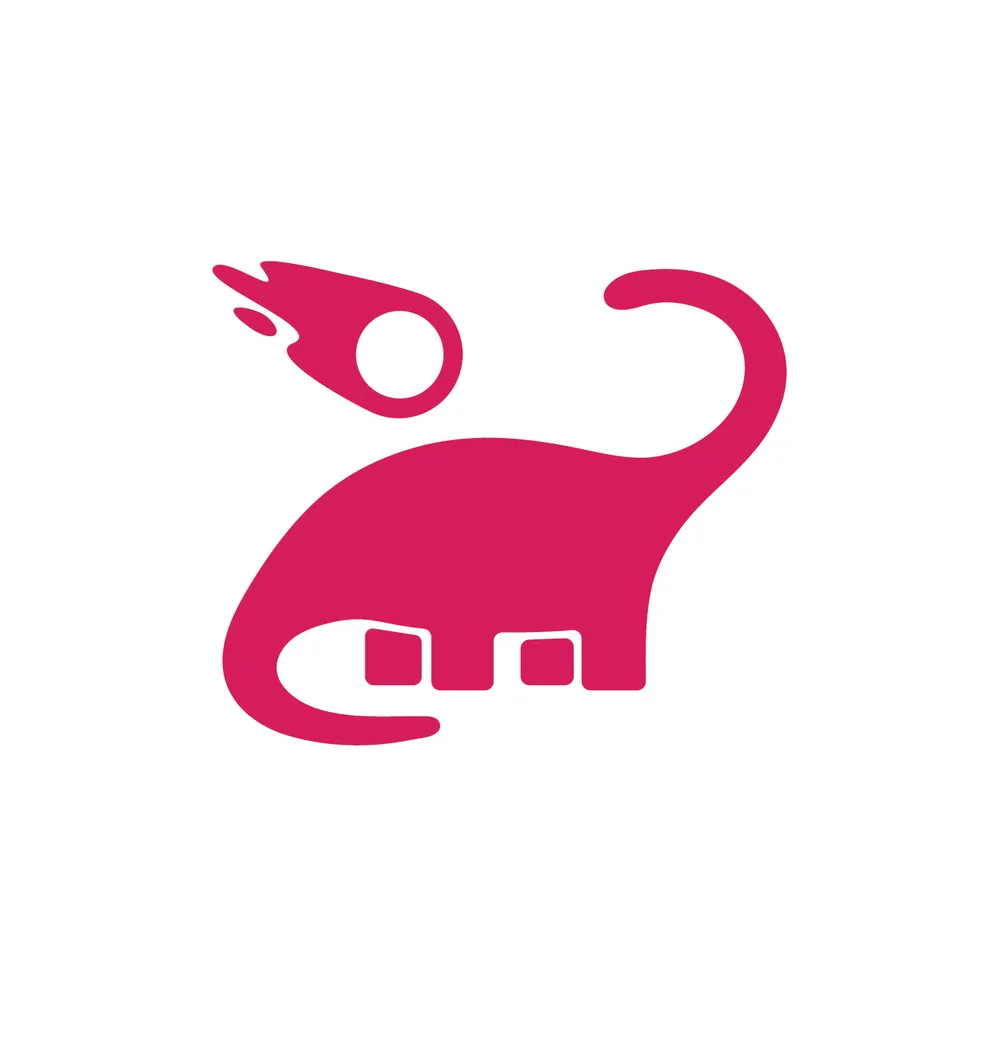 Vector illustration of an asteroid and a dinosaur