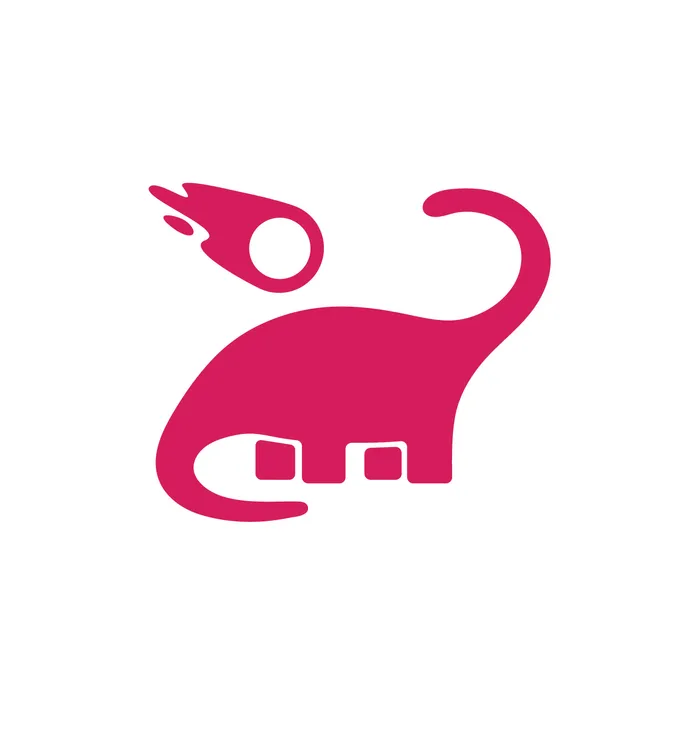 Vector illustration of an asteroid and a dinosaur