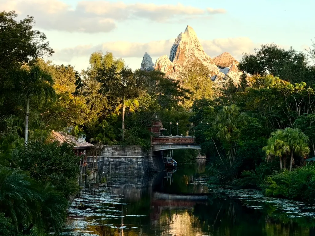 A view across to Expedition Everest at Disney's Animal Kingdom